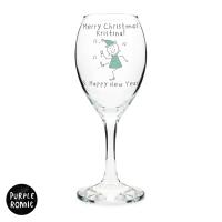Personalised Purple Ronnie Christmas Elf Wine Glass Extra Image 1 Preview